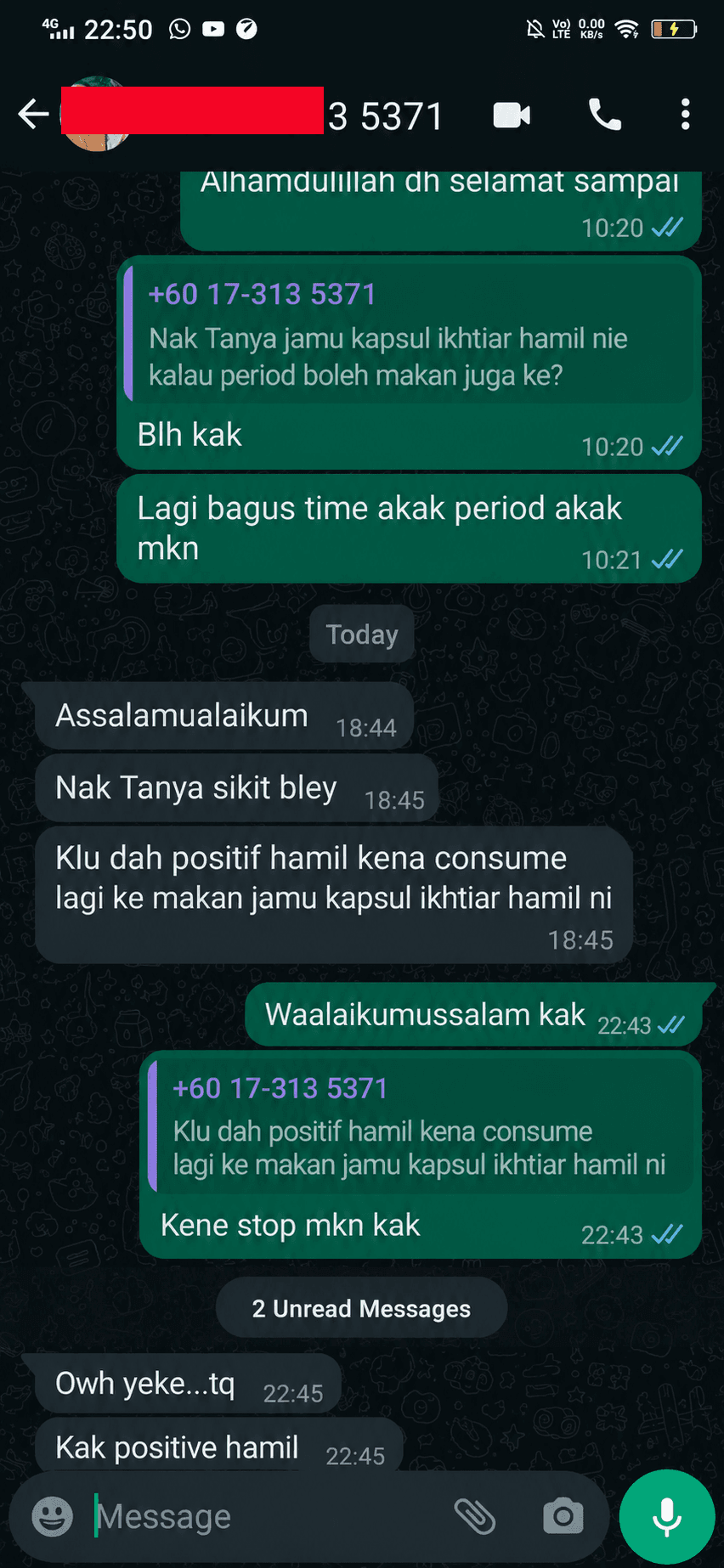 Testimoni WhatsApp - positive hamil